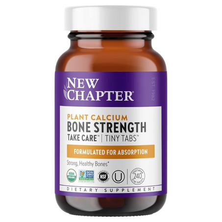 New Chapter Calcium Supplement - Bone Strength Tiny Tabs Organic Calcium with Magnesium, Vitamin D3+K2, 70+ Trace Minerals for Bone Health, Gluten Free, Easy to Swallow - 240 ct