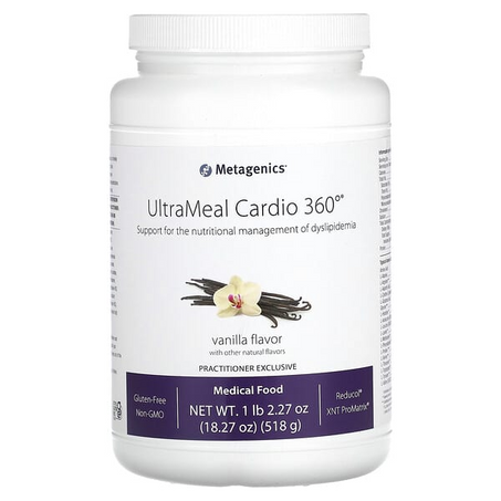 Metagenics, UltraMeal Cardio 360°, Medical Food, Vanilla, 1 lb 2.27 oz (518 g)