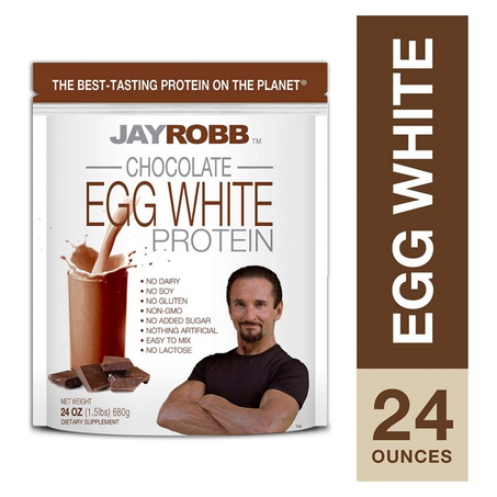 Jay Robb Egg White Protein Powder Outrageously Delicious Chocolate, 24 oz